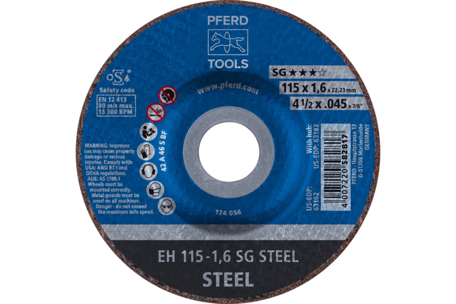 Picture of Pferd Cut-Off Wheel, 4-1/2" X .045 X 7/8, Sg Steel, T27, Aluminum Oxide